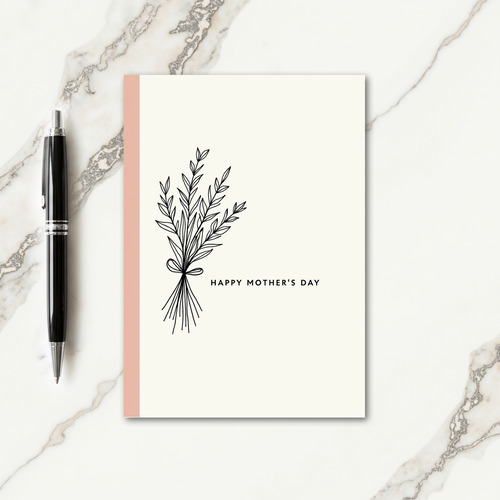 Line Art Bouquet Mothers Day Card