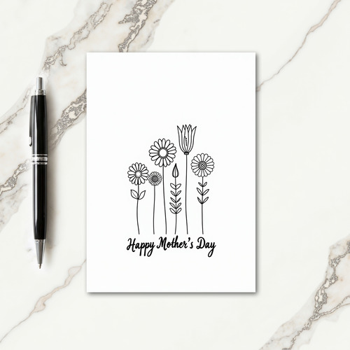 Line Drawn Floral Art Card
