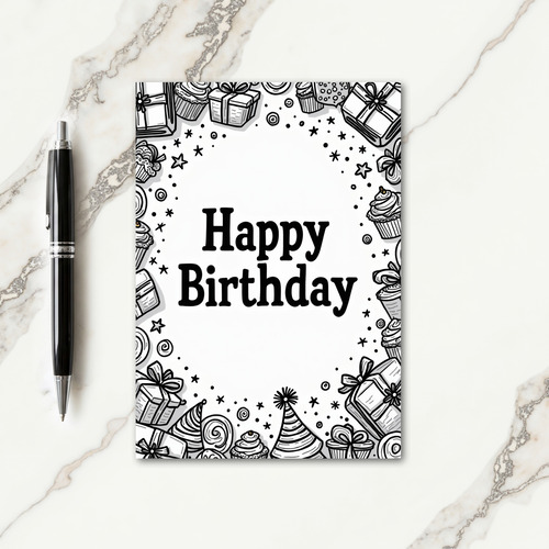 Linework Birthday Card