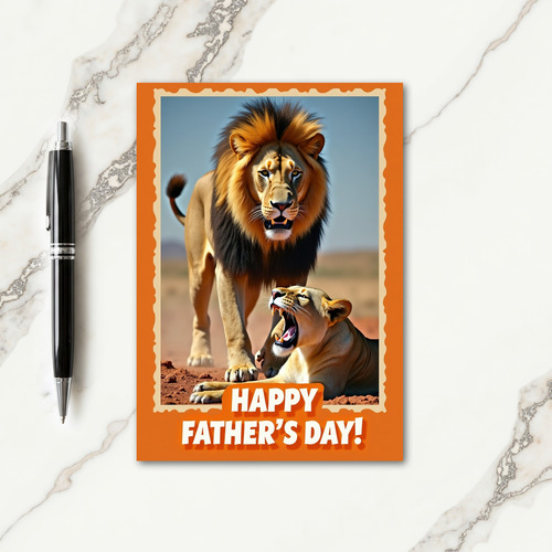 Lion Fathers Day Portrait Card