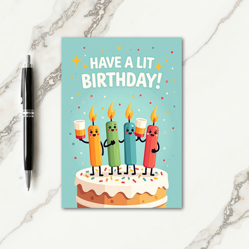 Lit Candle Birthday Card