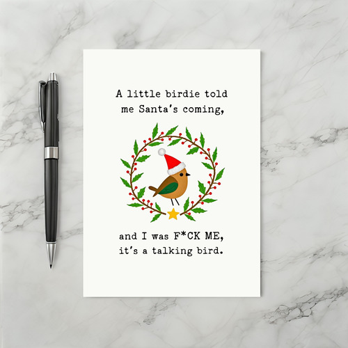 Little Birdie Told Me Santa Fuck Card
