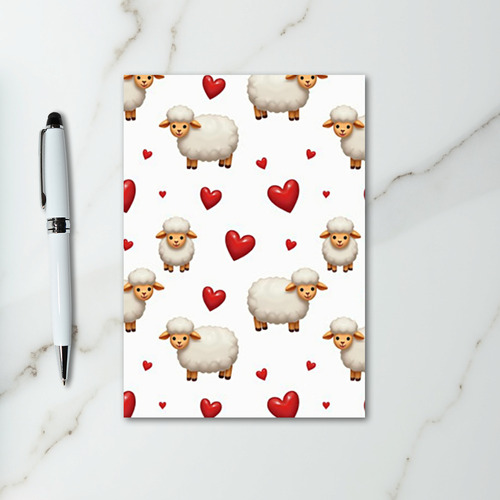 Little Lambs And Love Hearts Card