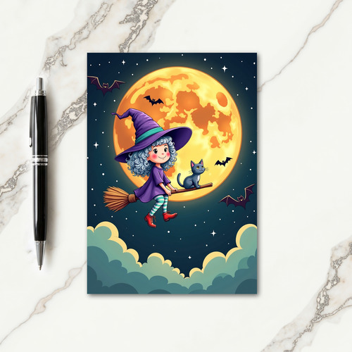 Little Witchs Moonlit Flight Card