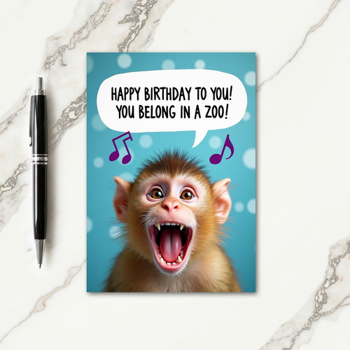 Lively Monkey Birthday Card