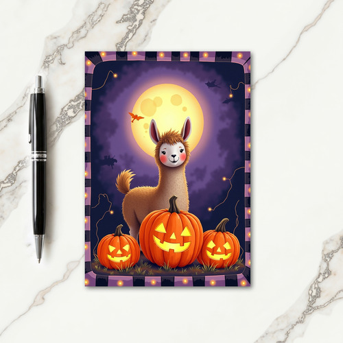 Llamas Moonlit Halloween Card