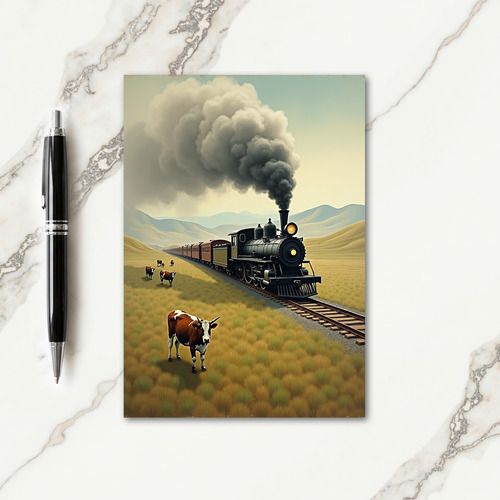 Locomotive Floral Fathers Day Card