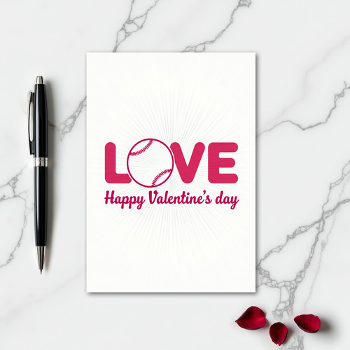 Love Baseball Valentines Day Card