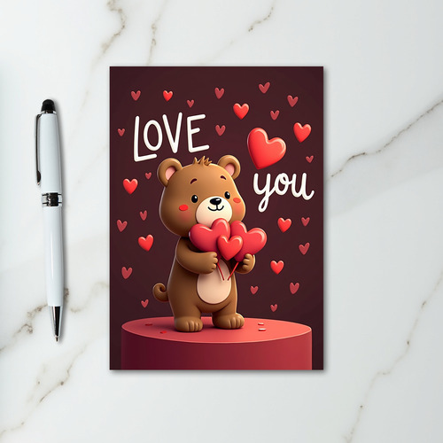 Love Bear Heart Pattern Card