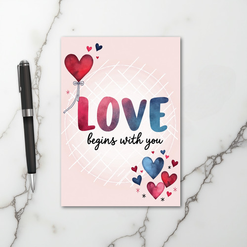 Love Begins With You Heart Card