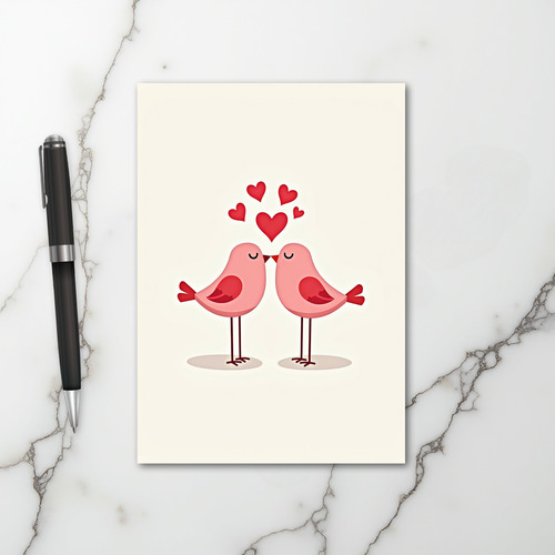 Love Birds Kissing Hearts Card