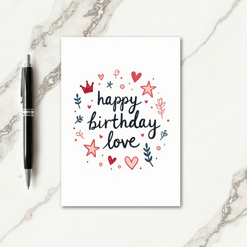 Love Birthday Calligraphy Heart Card