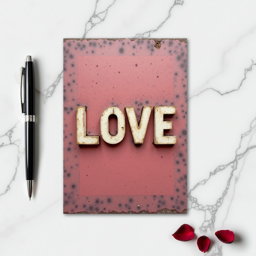 Love Block Letter Aged Texture Card