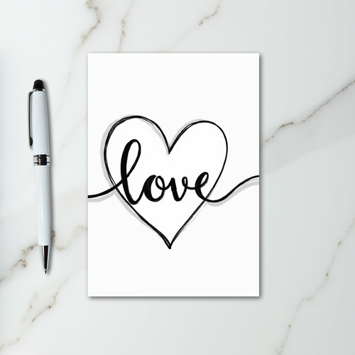 Love Calligraphy Heart Card