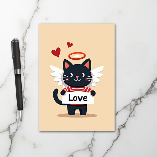 Love Cat Angel Card