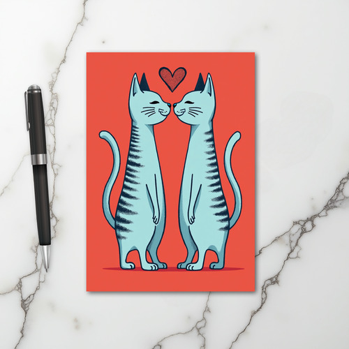 Love Cats Kissing Heart Card
