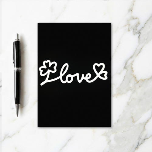 Love Clover Heart White Script Card
