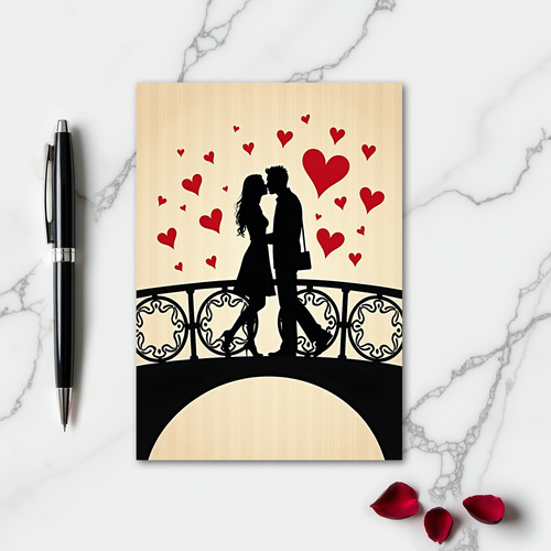 Love Couple Kiss Hearts Card