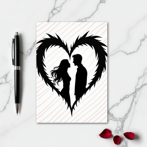 Love Couple Silhouette Heart Card