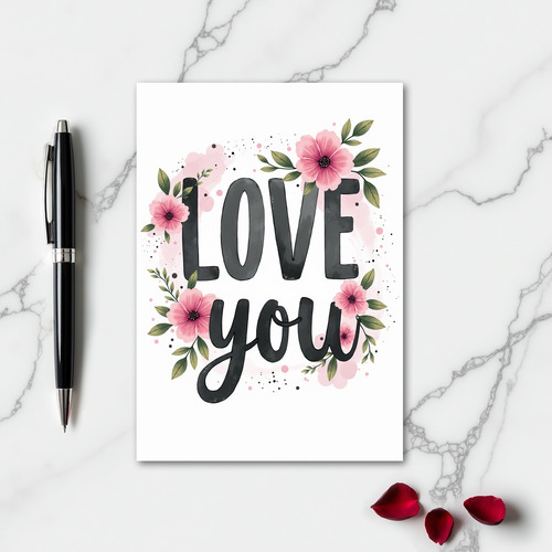 Love Floral Art Card