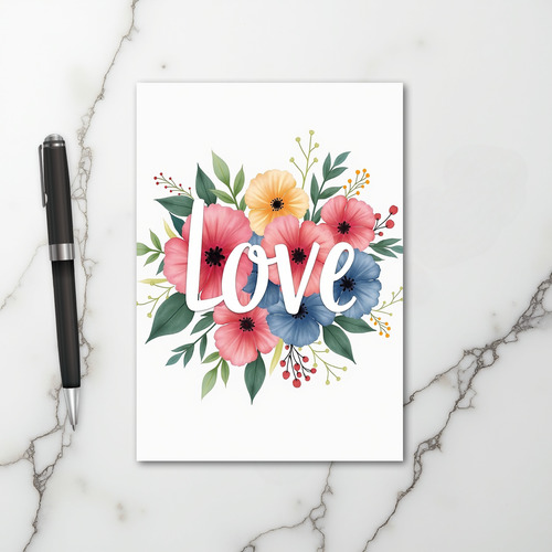 Love Floral Watercolor Card