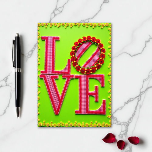 Love Floral Wreath Bold Design Card