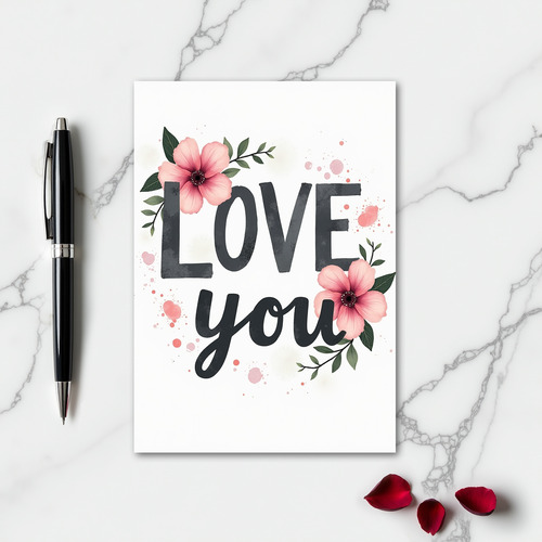 Love Flower Watercolor Art Card