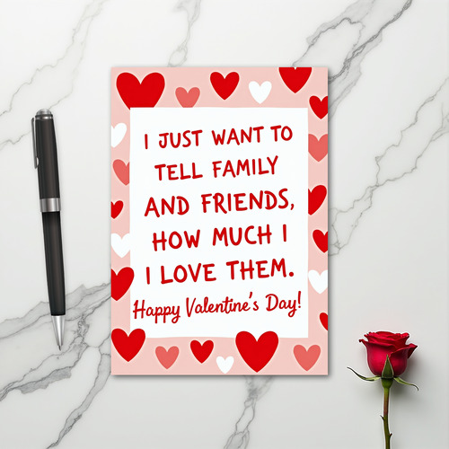Love For Family and Friends Valentines Card