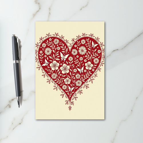 Love Heart Floral Butterfly Card