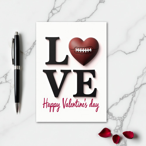 Love Heart Football Valentines Card