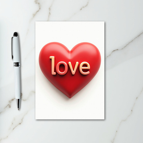 Love Heart Red Gold Embossed Card