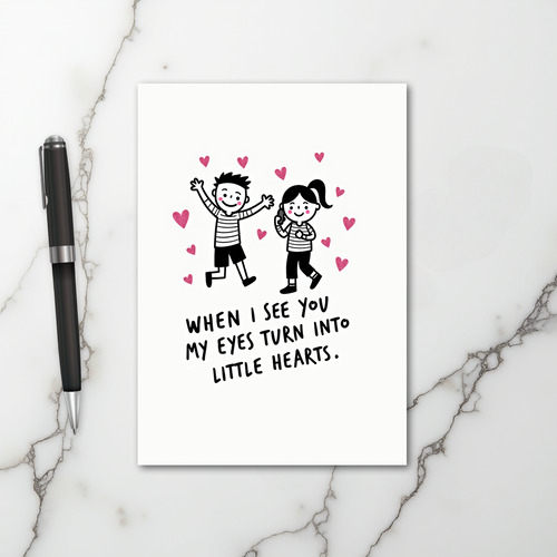 Love Hearts Cute Couple Card