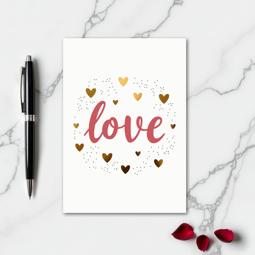 Love Hearts Elegant Pink Gold Card