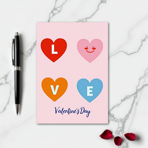 Love Hearts Faux Gold Foil Card