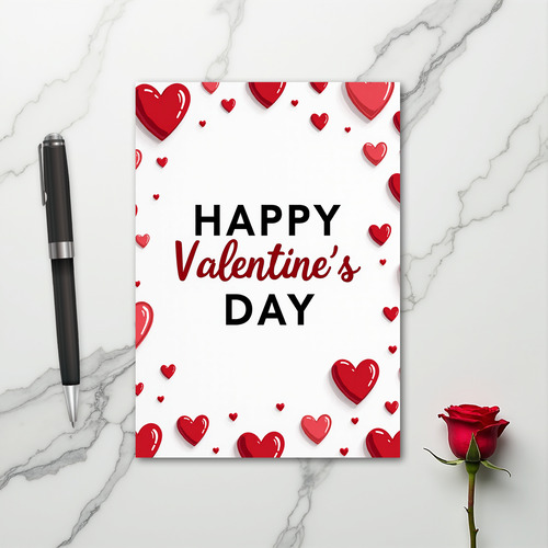 Love Hearts Happy Valentines Day Card