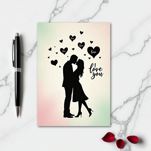 Love Hearts Kiss Ombre Card
