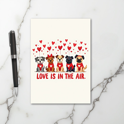 Love Is In The Air Puppy Card
