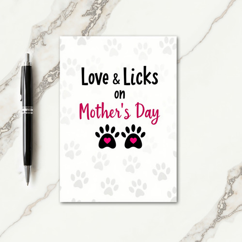 Love Licks Mothers Day Paw Prints Card