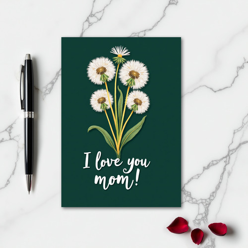 Love Mom Dandelion Fluffy Card