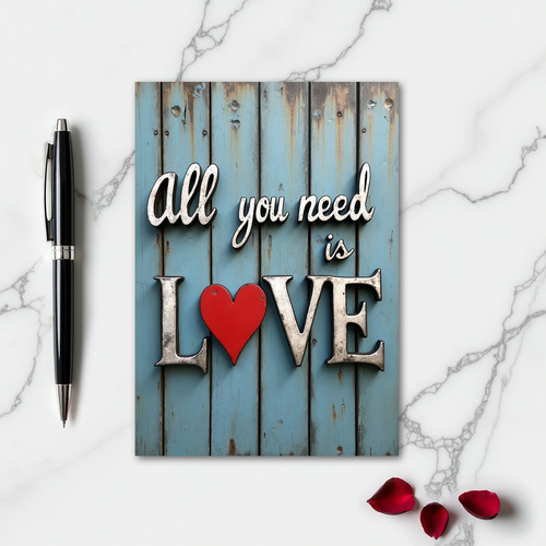 Love Needs You Teal Wood Art Card