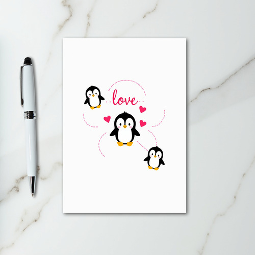 Love Penguins Hearts Card