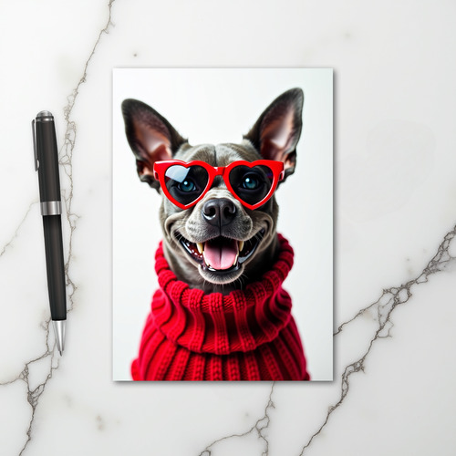 Love Puppy Heart Glasses Card