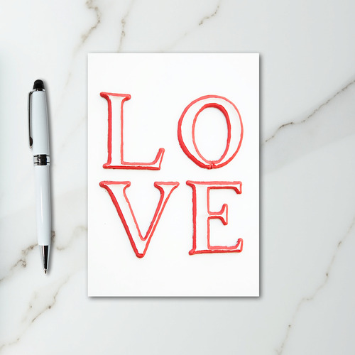 Love Red Outline Card
