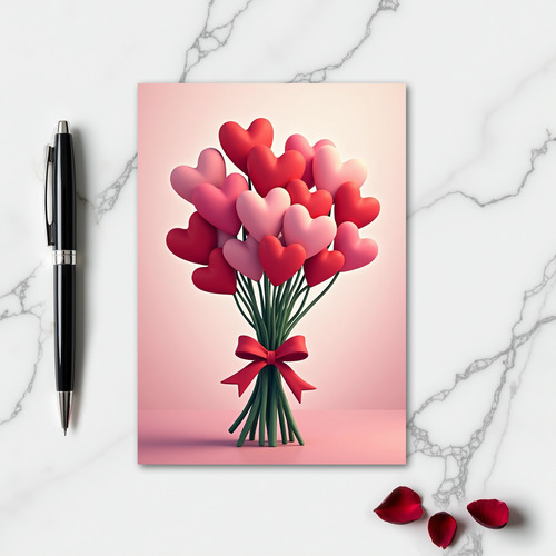 Love Romance Hearts Bouquet Card