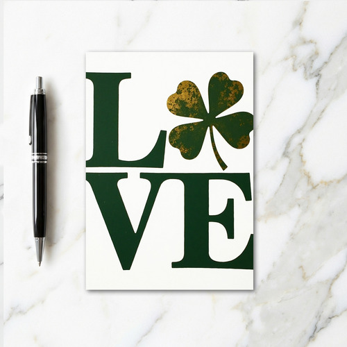 Love Shamrock Green Gold Card