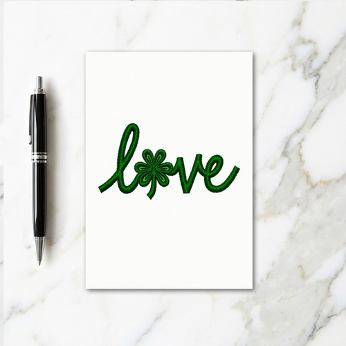Love Shamrock Green Luck Card