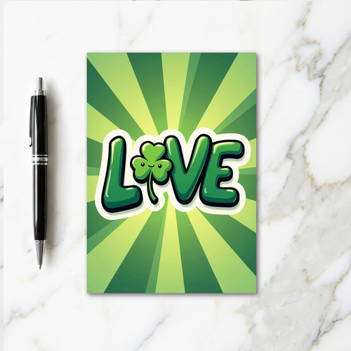 Love Shamrock Green Rays Card