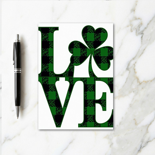 Love Shamrock Plaid Pattern Card