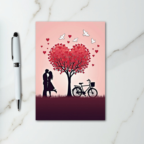 Love Tree Kissing Couple Card