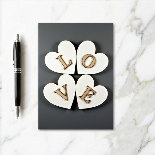 Love Wooden Hearts Simple Card